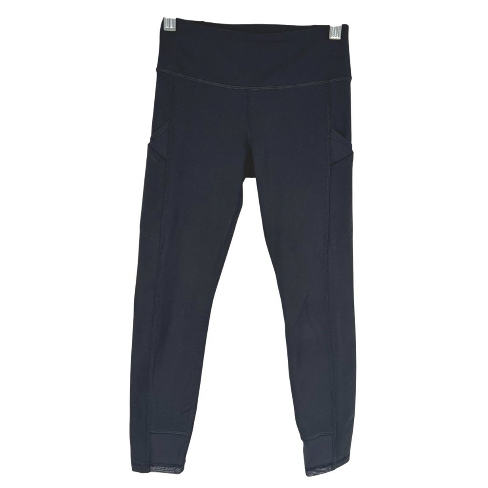 Ivivva Leggings‎ Girls Size 8 Black Solid Athletic Workout Running PT-3741